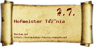 Hofmeister Ténia névjegykártya